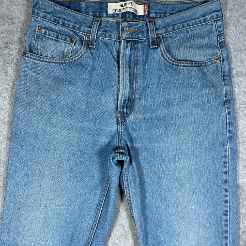Levi's 516 Denim Jeans Mens 34x30 Blue Slim Fit Straight Leg Raw Hem - Picture 11 of 16